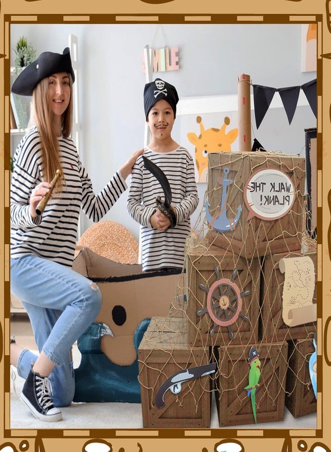 Timisea 32 Pcs Pirate Party Decorations Imitation Wooden Box Fishing Net Car Trunk or Treat Decor Pirate Party Favors Birthday Photo Booth Props - Image 3